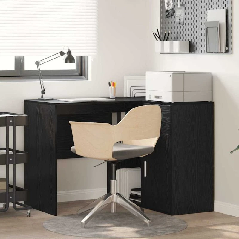 vidaXL Hjørneskrivebord Sort Eg 102 x 50 x 75 cm Konstrueret Træ