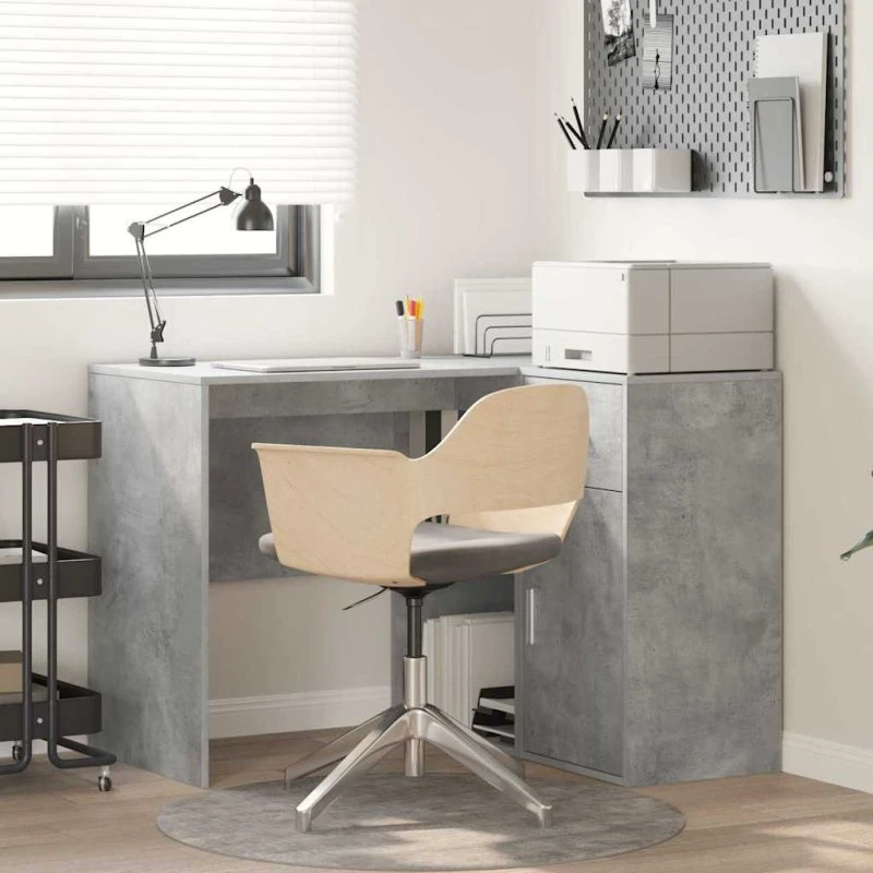 vidaXL Hjørneskrivebord Beton Grå 102 x 88 x 75 cm