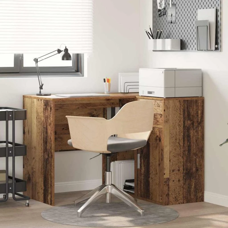 vidaXL Hjørneskrivebord Gammelt Træ 102 x 50 x 75 cm med skuffe