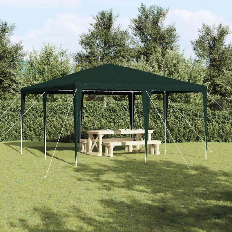 vidaXL Grøn og Hvid Party Tent 400x400x266 cm Polyethylen & Stål
