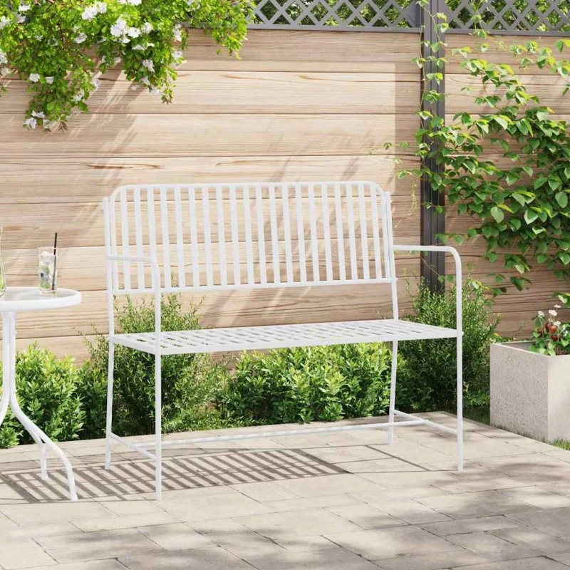 vidaXL Havebænk Hvid 103,5 x 51,5 x 90 cm Stål