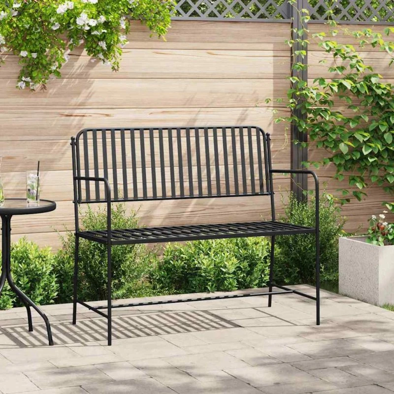vidaXL Havebænk Sort 103,5 x 51,5 x 90 cm Stål