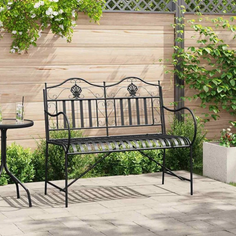 vidaXL Havebænk Sort 103,5 x 59 x 89 cm Stål