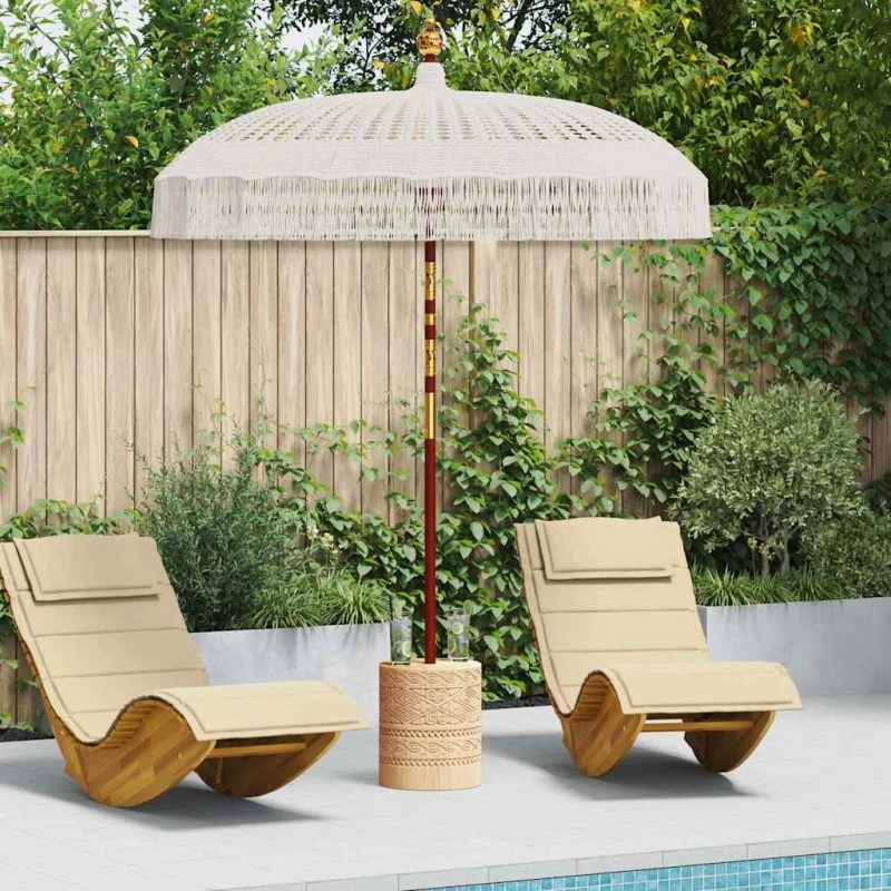 vidaXL Makrame Parasol Creme 190x190x260 cm