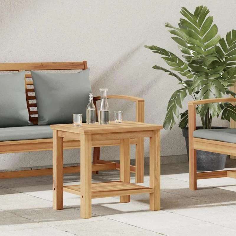 vidaXL Sofabord Brun 50x35x45 cm Massivt Teaktræ med Opbevaring