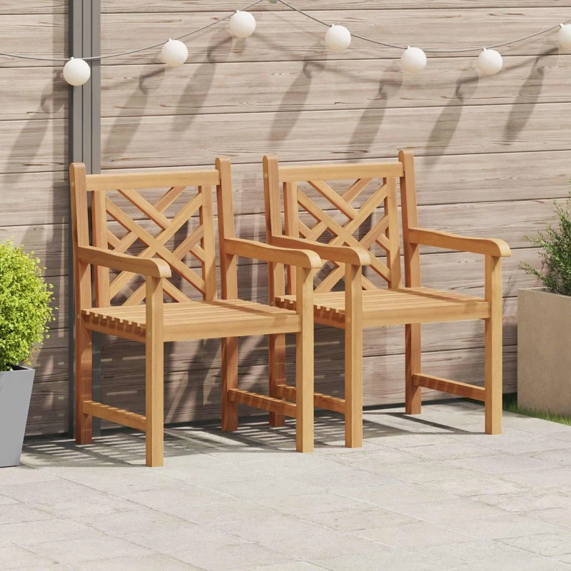 vidaXL Havestol 2 stk, Brun, 60 x 58 x 90 cm, Massiv Teaktræ