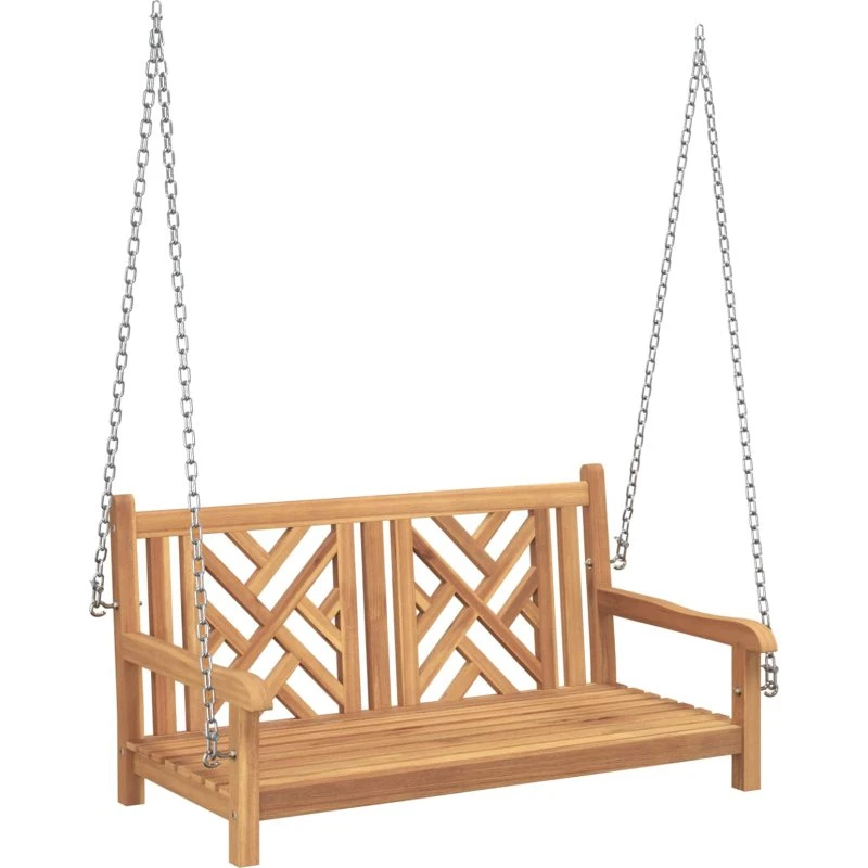 vidaXL Haveslynge bænk 114 x 60 x 64 cm brun massiv teaktræ