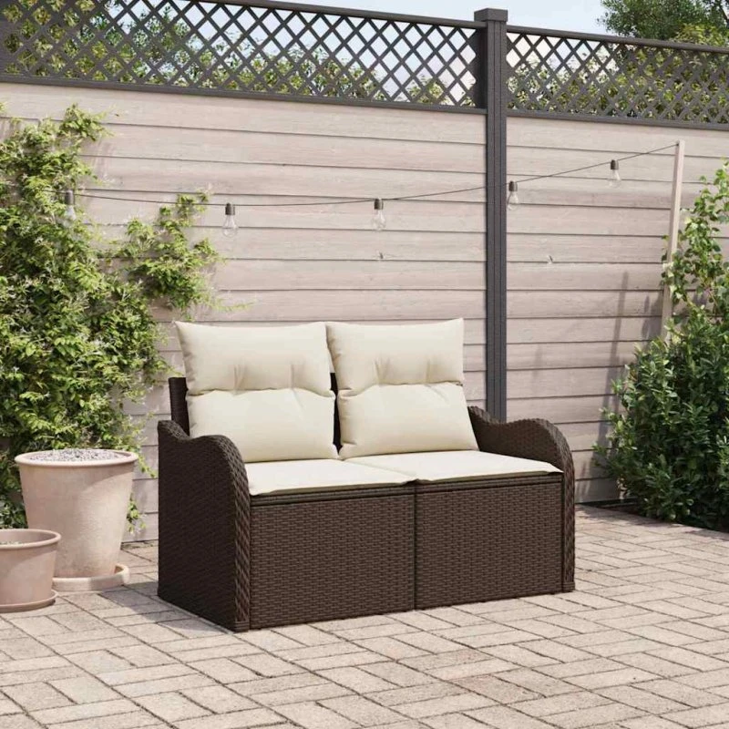 vidaXL Havemøbelsofa med pude, Brun, 121 x 62 x 69 cm
