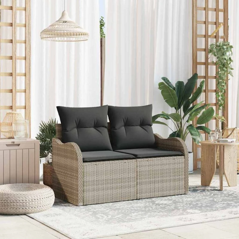 vidaXL Havemøbelsofa Lysegrå 121x62x69cm PolyRattan