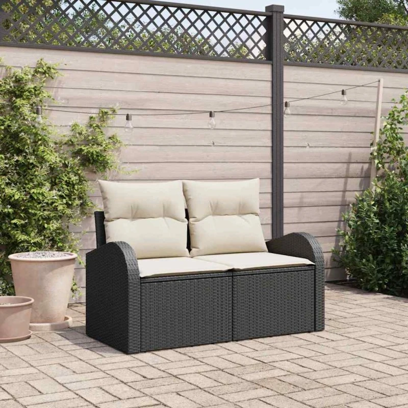 vidaXL Havemøbelsofa Sort 124 x 62 x 69 cm polyrattan