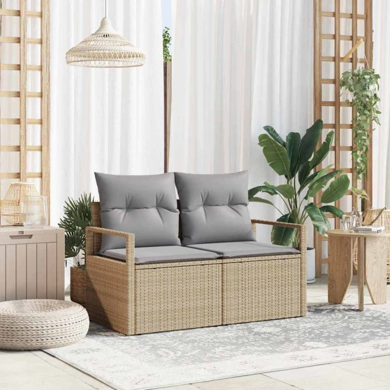 vidaXL Havemøbelsofa 120 x 62 x 69 cm, beige, polyrattan