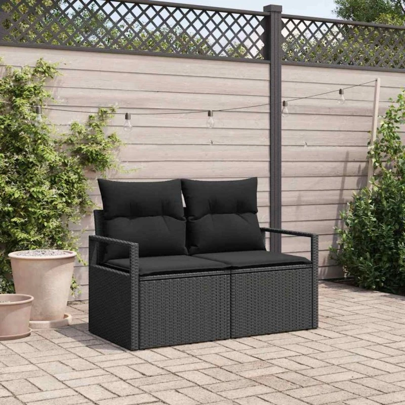 vidaXL Havemøbelsofa Sort 120 x 62 x 69 cm med pude, polyrattan