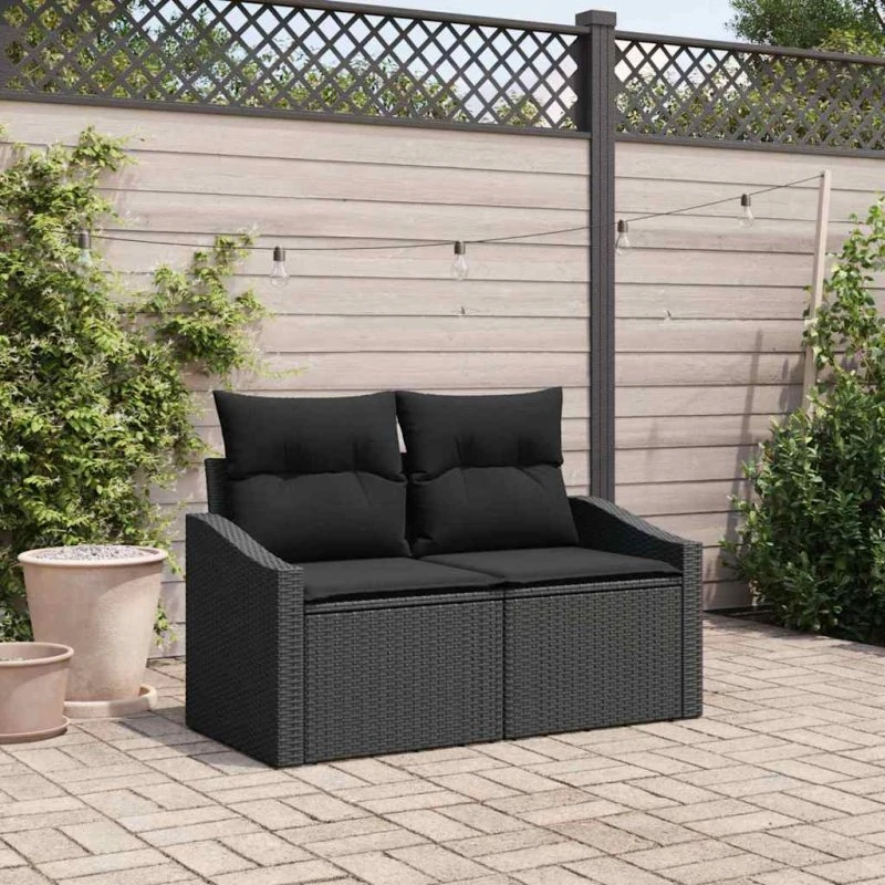 vidaXL Havemøbelsofa med pude, 123 x 62 x 69 cm, sort