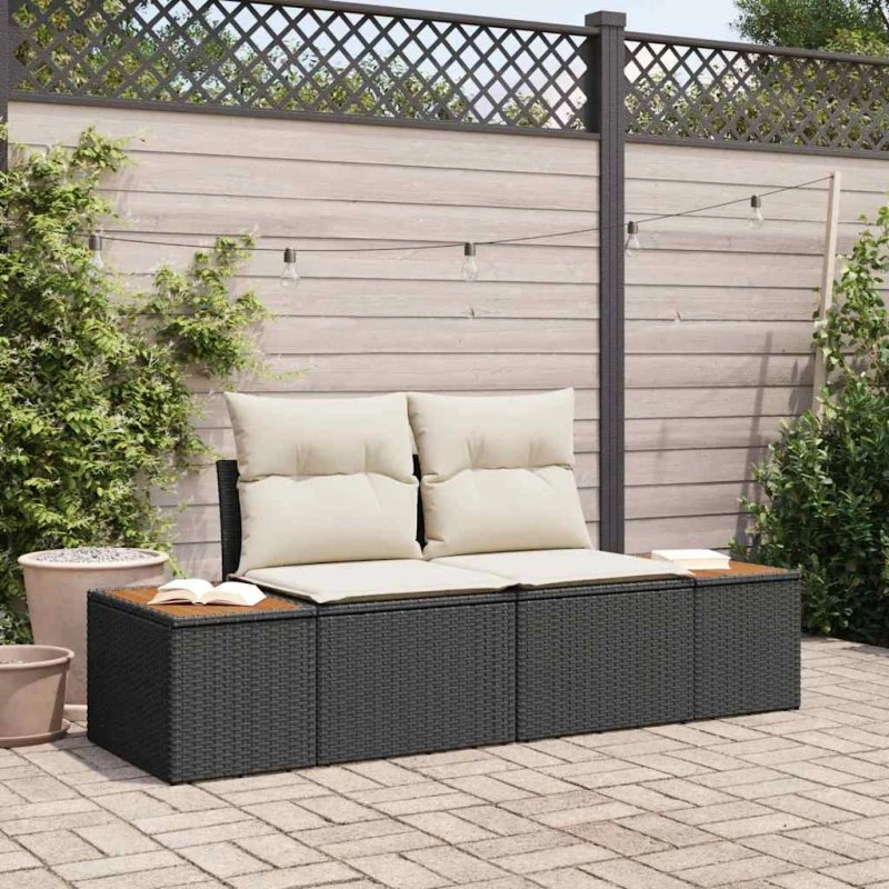 vidaXL Havemøbelsofa Sort 184x62x85cm Poly Rattan
