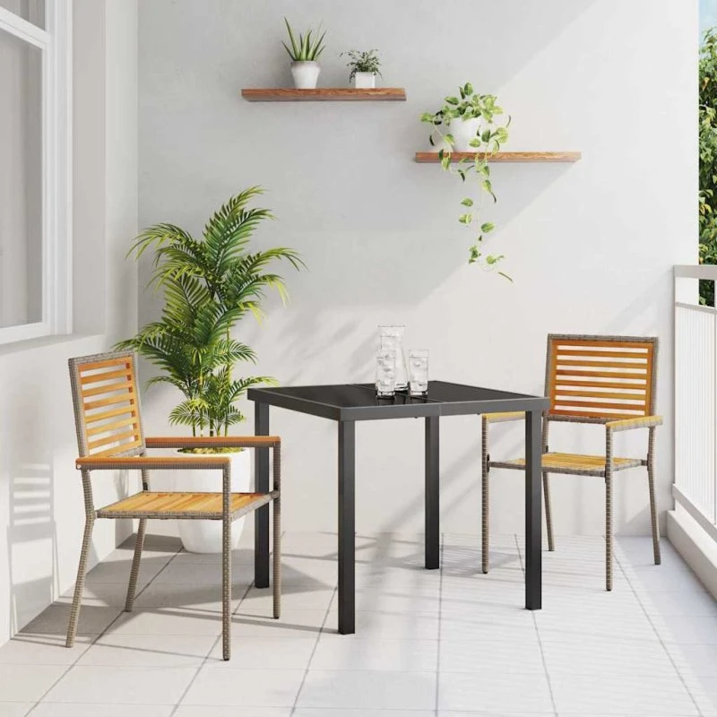 vidaXL Havestole 2 stk Brun og Grå Akacietræ, PE Rattan