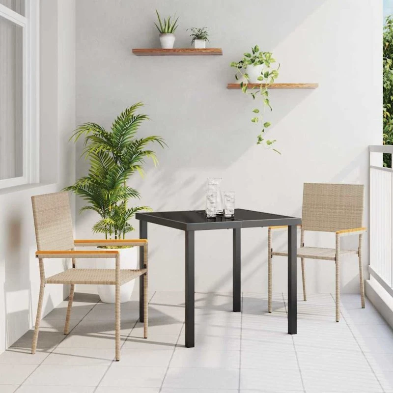 vidaXL Havestole 2 stk Creme og Brun PE rattan, Akacietræ
