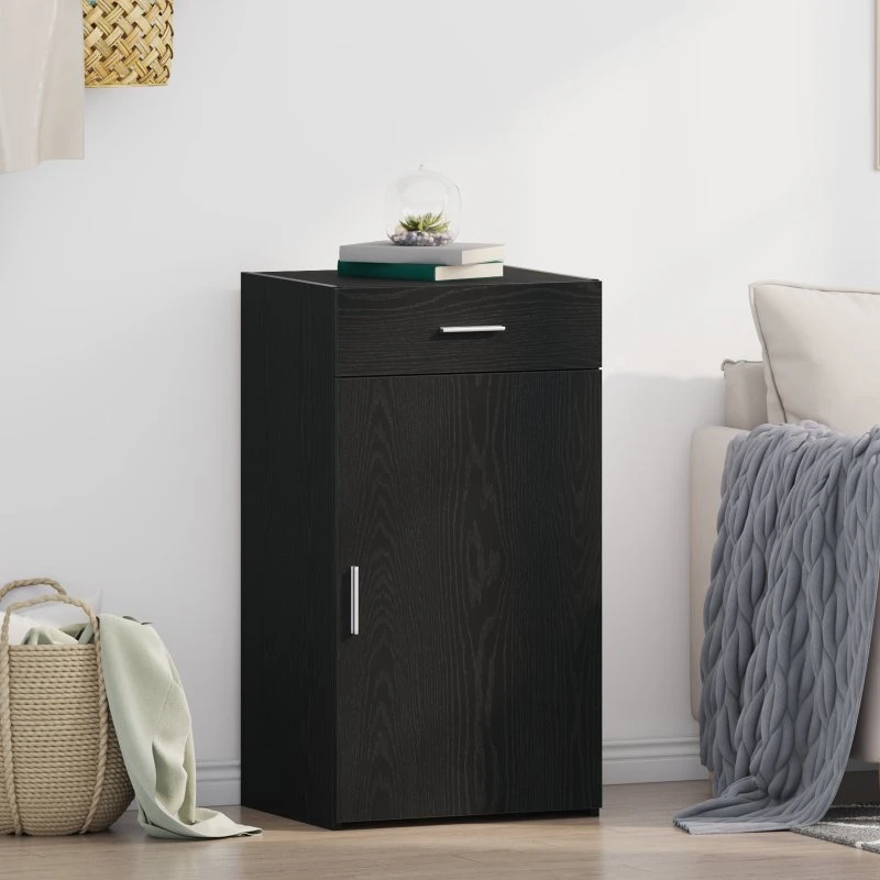 vidaXL Sideboard med skuffe, Sort, 50 x 42,5 x 93 cm