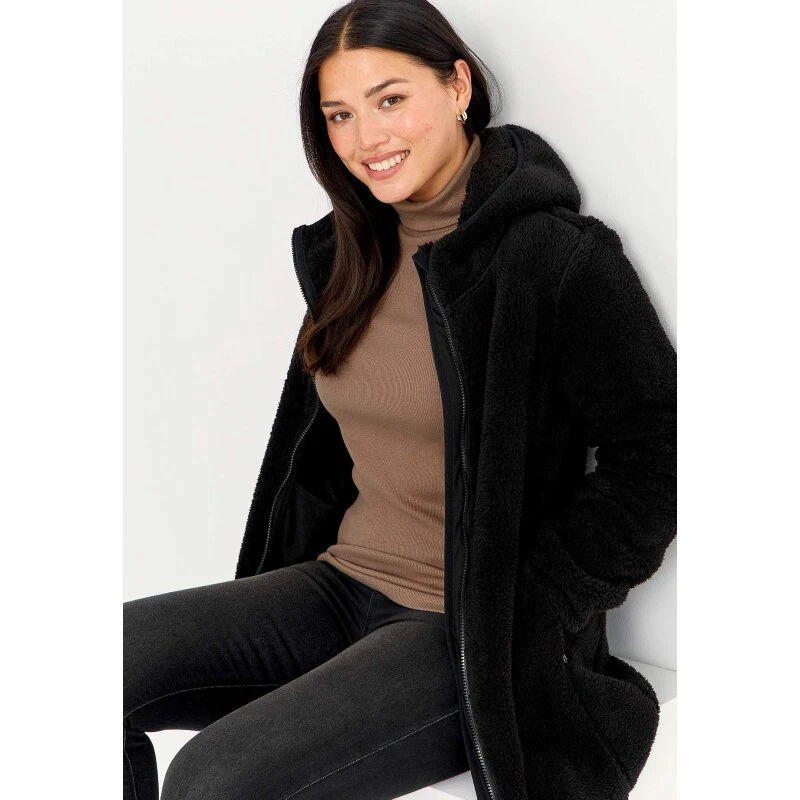Cellbes Fuzzy fleecejakke med hætte – sort