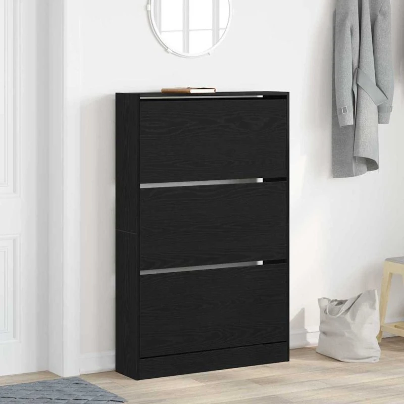 vidaXL Sko Skab Sort 80 x 21 x 125,5 cm Konstrueret Træ