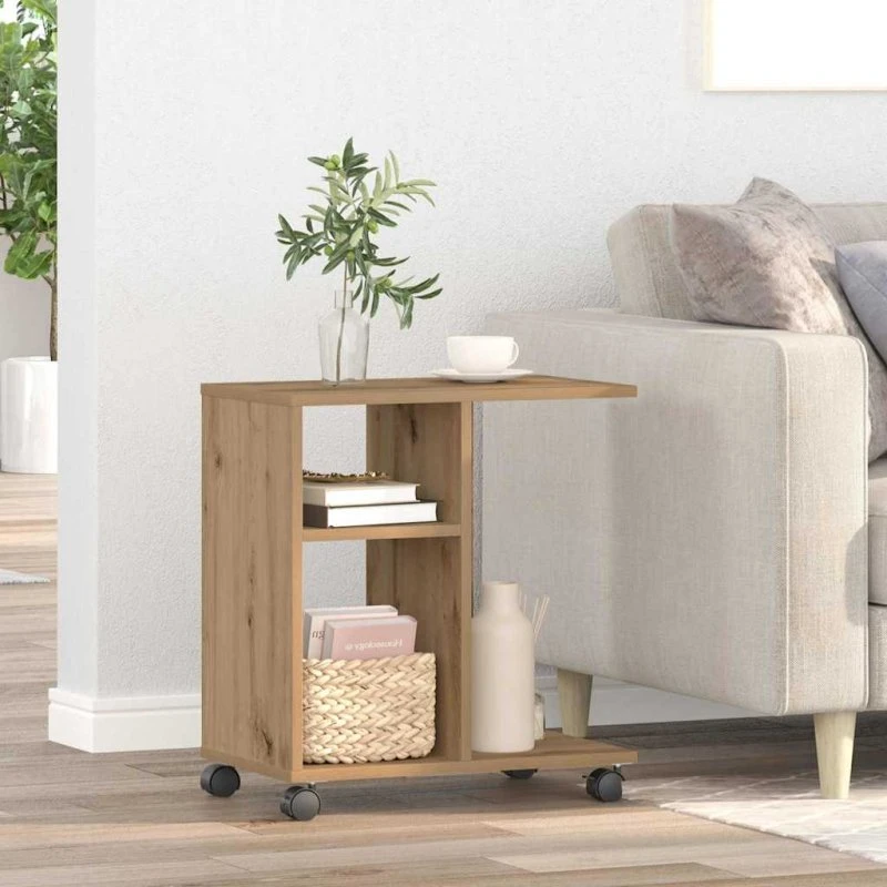 vidaXL Sidebord med hylde 50 x 30 x 55 cm, konstrueret træ