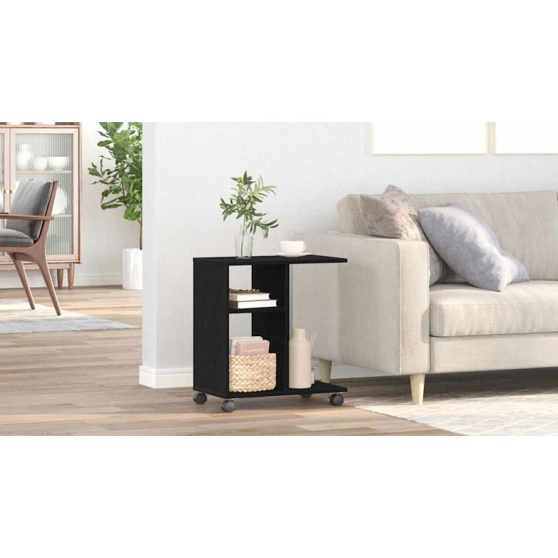 vidaXL Sidebord med hylde, Sort, 50 x 30 x 55 cm, Konstrueret træ