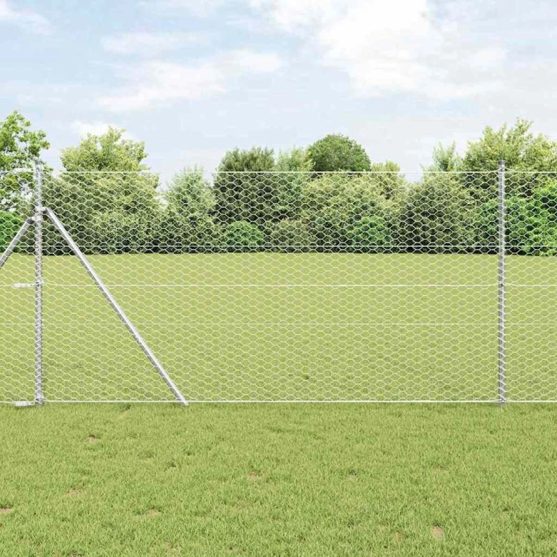 vidaXL Hexagon Hegn Sølv 1,2 x 10 m Galvaniseret Stål