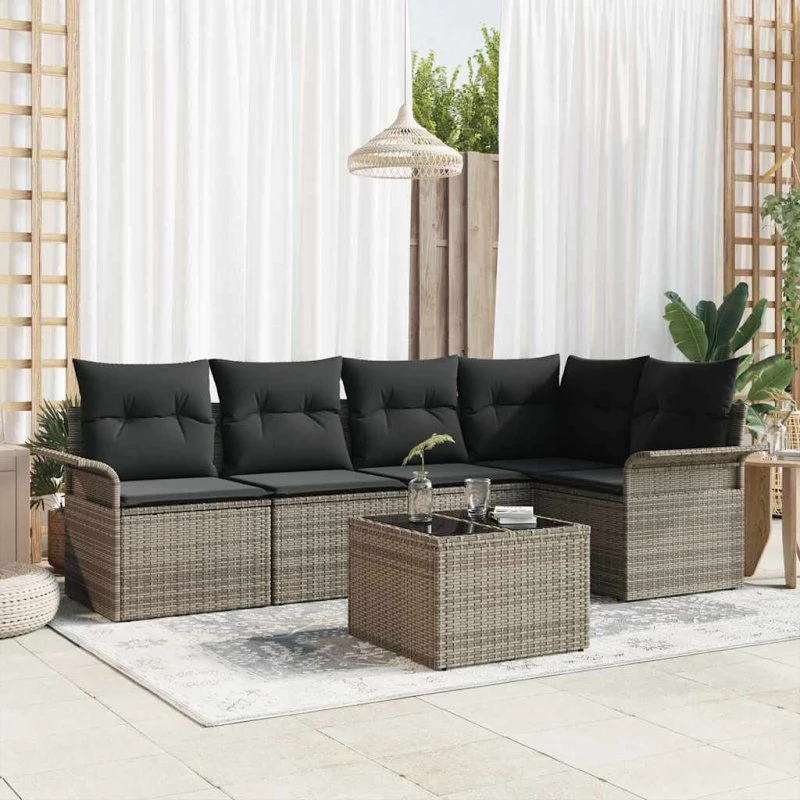 vidaXL Havesofa Sæt 6 stk Poly rattan, 242,5 x 132,5 x 85 cm