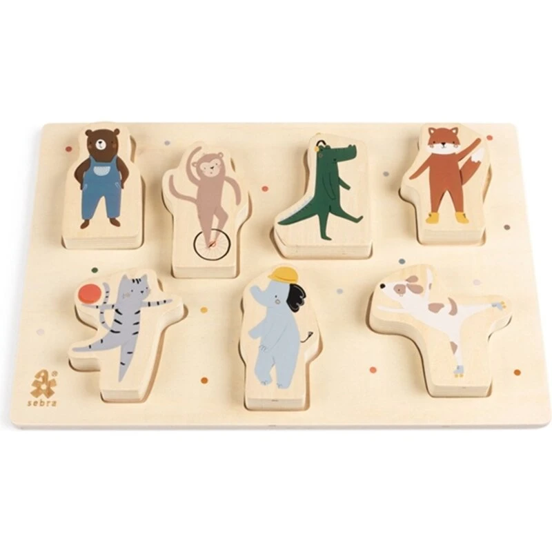 Sebra Puslespil i træ Toes/Builders – multi