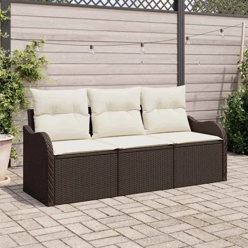 vidaXL Havesofa Sæt 3 pc Brun Poly Rattan