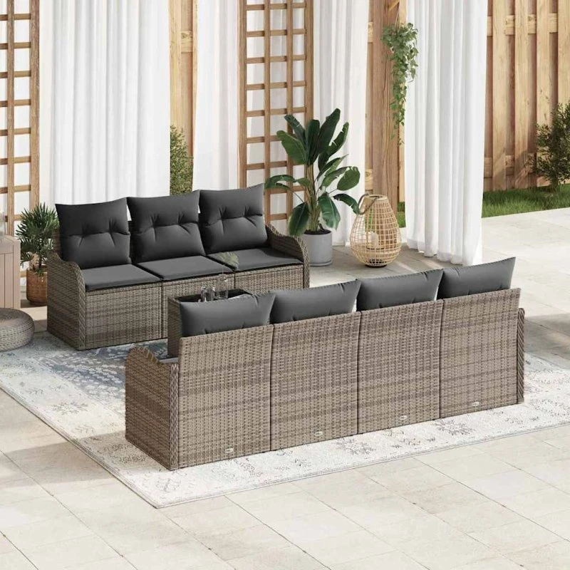 vidaXL Havesofa Sæt Grå 55x55x37 cm Poly rattan