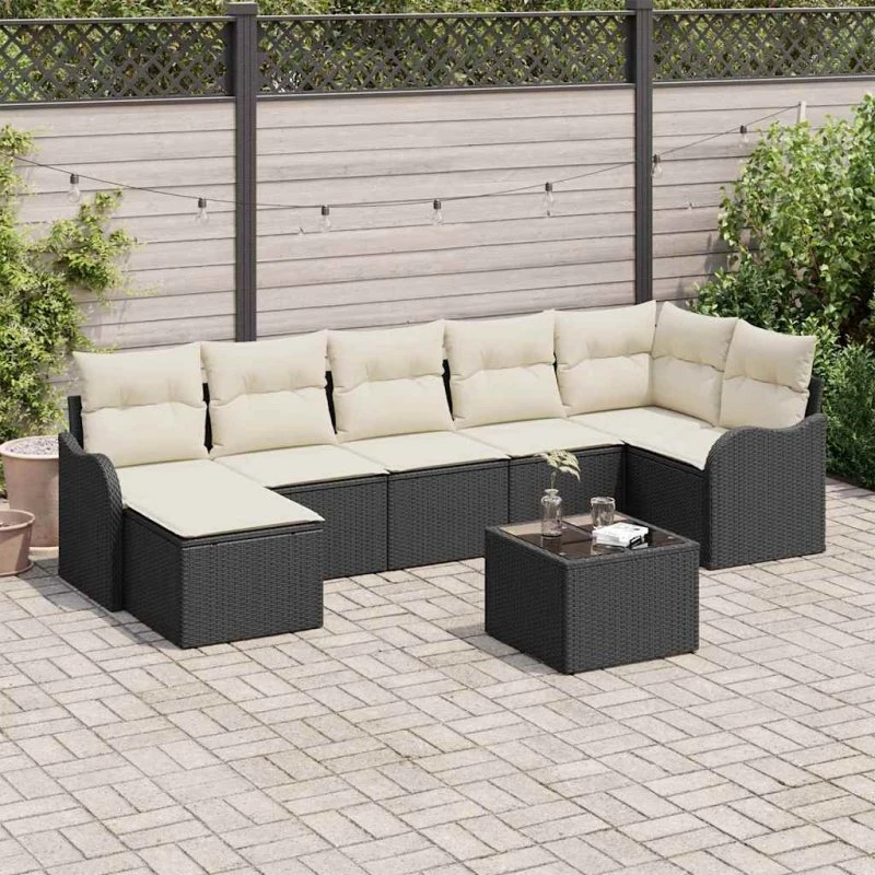 vidaXL Havesofa Sæt Sort 5-Plads Poly rattan