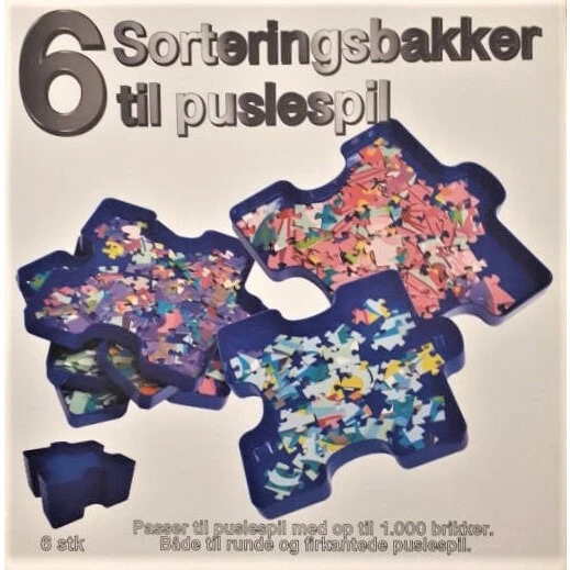 Sorteringsbakker til puslespil, sort – 6 stk