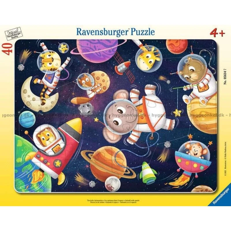 Ravensburger Dyr i rummet – Rammepuslespil, 40 brikker