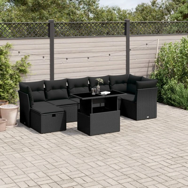 PatioHome Lysegrå 8-dels Sofasæt med Opbevaring, Polyrattan