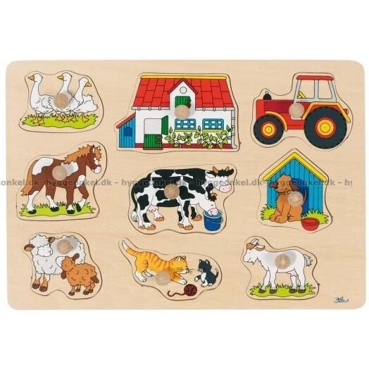 Goki Knoppuslespil i træ – Bondegård, 9 brikker
