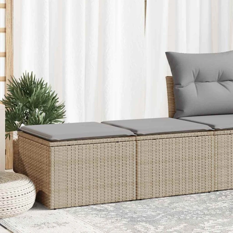 vidaXL 2-delssofasæt med hynder, polyrattan akacietræ, beige