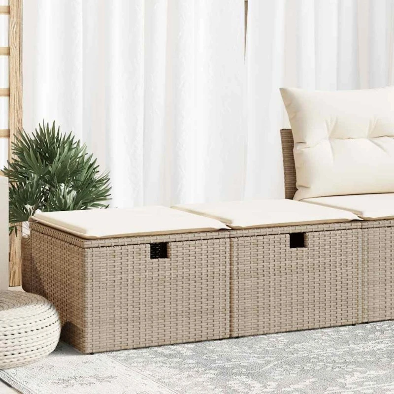 vidaXL 2-delssofasæt med hynder, polyrattan akacietræ, beige