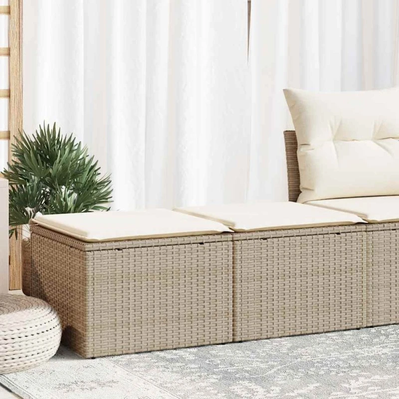 vidaXL 2-delssofasæt med hynder, polyrattan akacietræ, beige