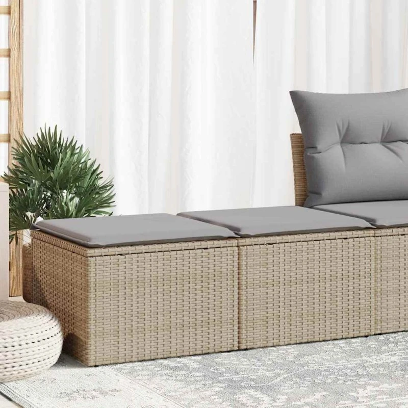 vidaXL 2-delssofasæt med hynder, polyrattan akacietræ, beige