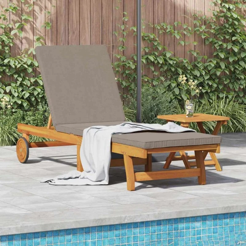 vidaXL Solstol Brun 199 x 63 x 85 cm med Pude, Massivt Akacietræ
