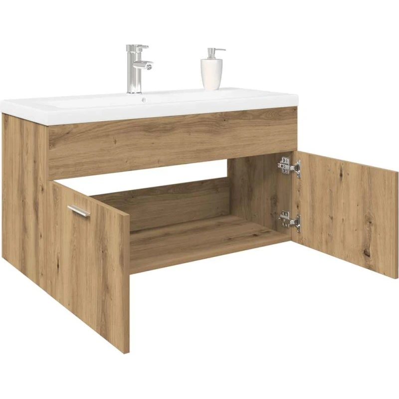 vidaXL Vaskeskab med indbygget vask, Engineered Wood