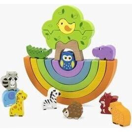 VIGA 44590 Regnbue Stableklodser – Balancespil, 19 dele