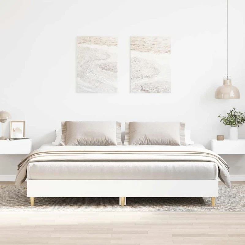 vidaXL Sengestel 160x200 cm Konstrueret Træ Hvid