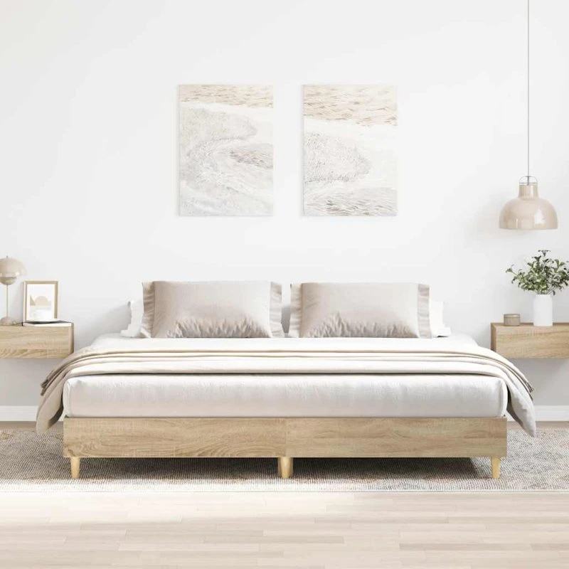 vidaXL Sengeramme 160x200 cm Konstrueret Træ Sonoma-eg