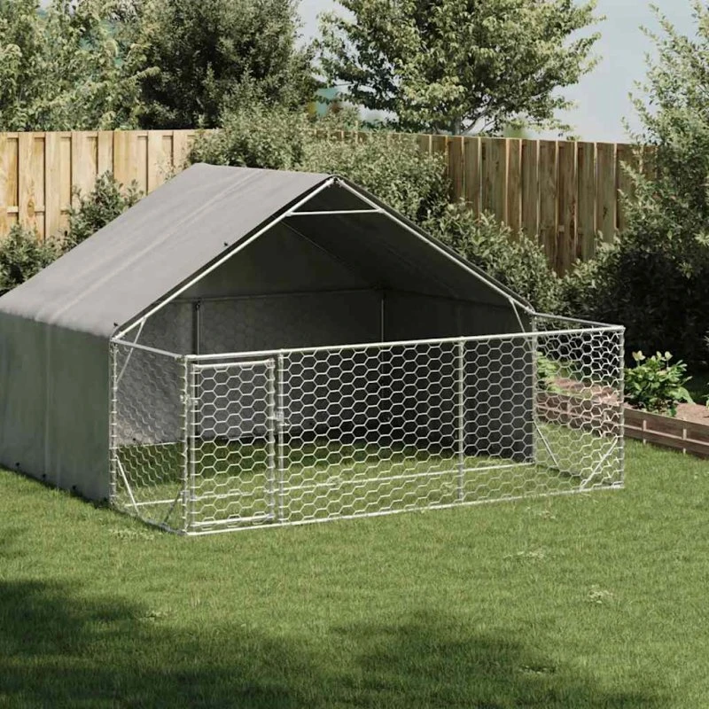 vidaXL Udendørs hundegård 3x3x1,9 m galvaniseret stål