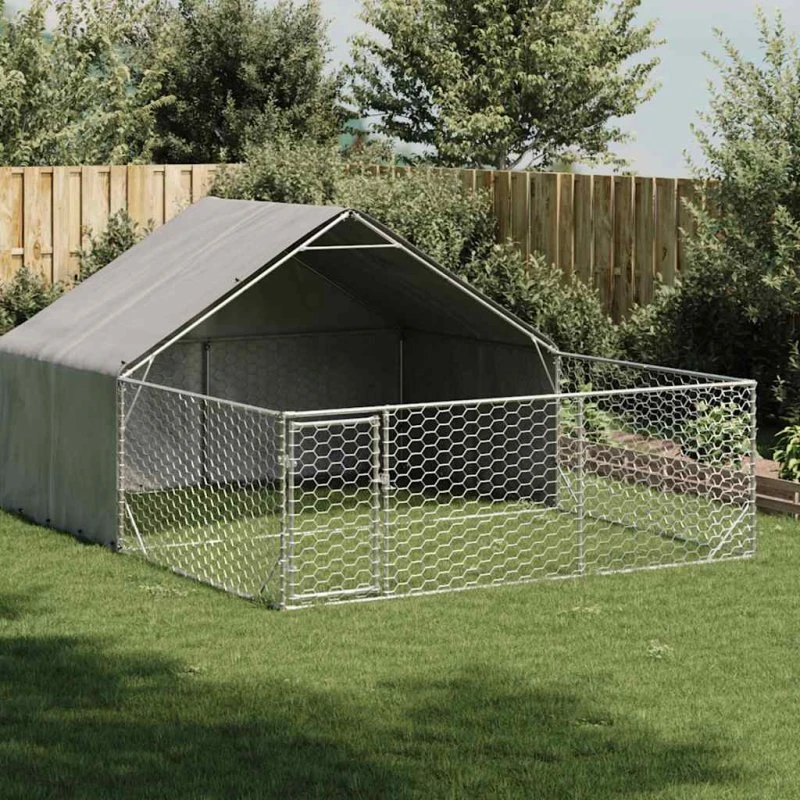 vidaXL Udendørs hundegård 4x3x1,9 m galvaniseret stål