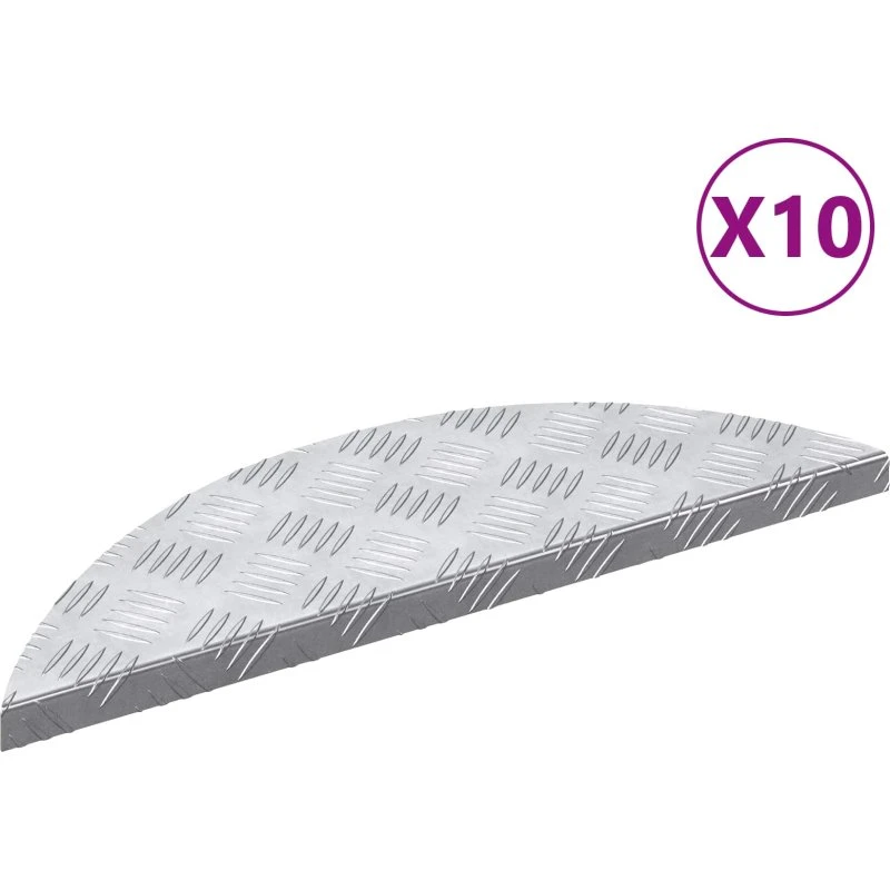 vidaXL Trappe Tread Halvmåne 10 stk Sølv 60 x 18 cm Aluminium