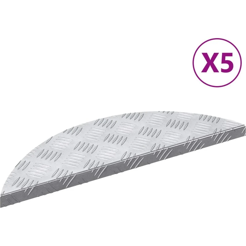 vidaXL Trappe Tread Halvmåne 5 stk Sølv 60 x 18 cm Aluminium
