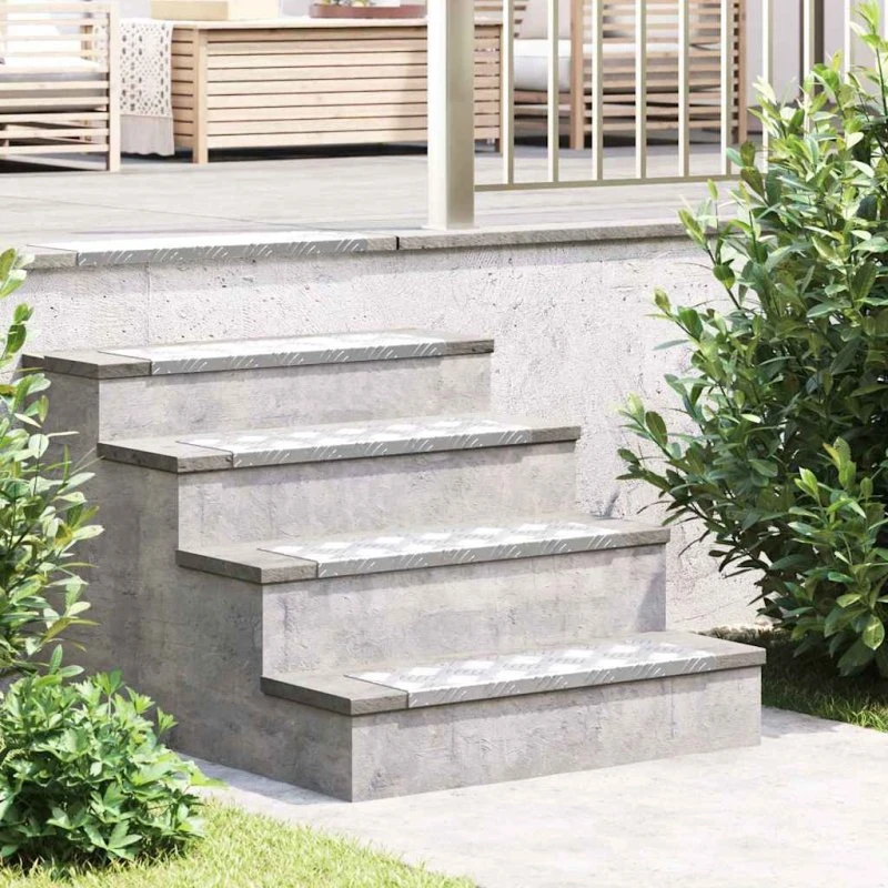 vidaXL Trappe Tread Rektangulær 10 stk Sølv 60 x 18 x 2,5 cm Aluminium