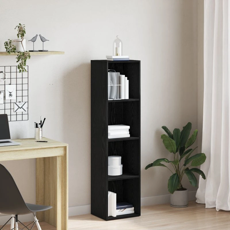 vidaXL Bogskab 36x30x143 cm Sort Konstrueret Træ